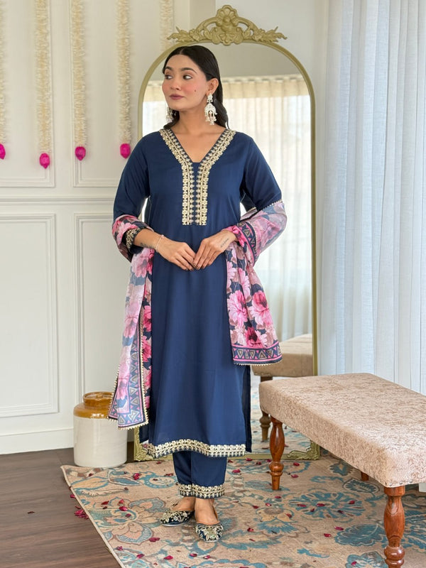 Laxy's Premium Embroidary Work Kurti Set.